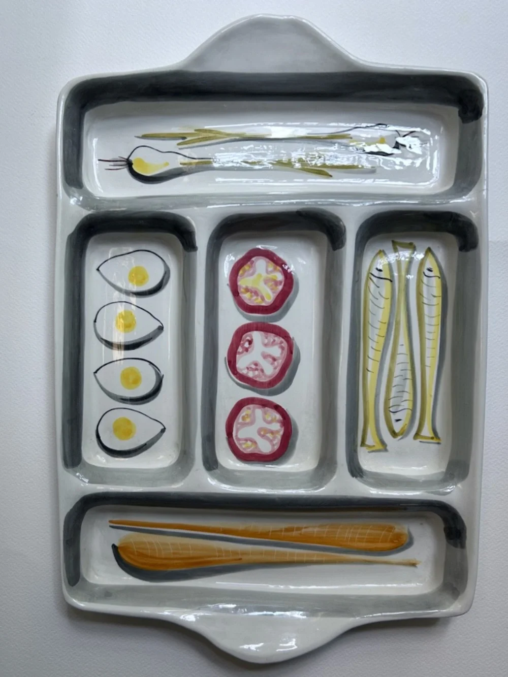 Italian MCM Hand Painted Art Pottery Tray